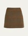 Theory A-line Mini Skirt In Plaid Wool-cashmere In Brown