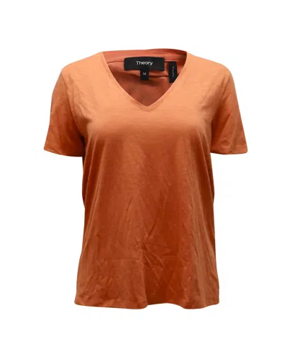 Theory Plain V-neck Shirt In Oange Modal In Orange