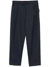 Theory Tapered High-rise Trousers In Wool-blend In Blau
