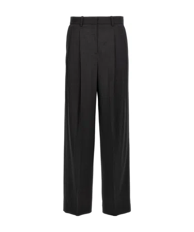 Theory Pleat-detail Wide-leg Trousers In Black