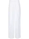 Theory Pleated Linen Wide Pants In White