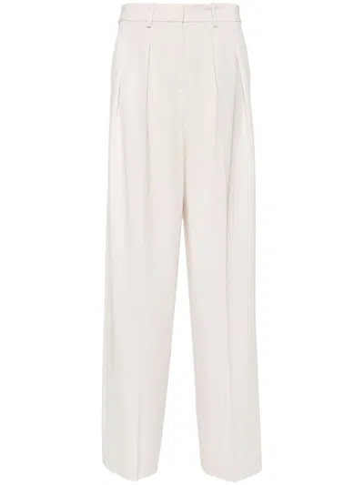 Theory High-waisted Crepe Palazzo Trousers In Neutrals