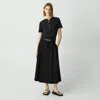 Theory Pleated A-line Skirt In Admiral Crepe In Black