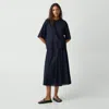 Theory Pleated A-line Skirt In Linear Cotton