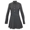 Theory Pleated Skirt Mini Dress Charcoal Melange In Grey
