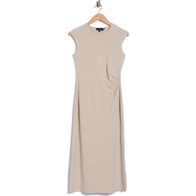 Theory Pleated Cap Sleeve Midi Dress In Neutral