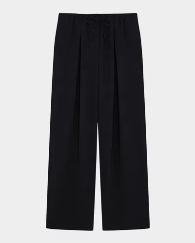 Theory Pocketed Elastic Waistband Trousers In Black