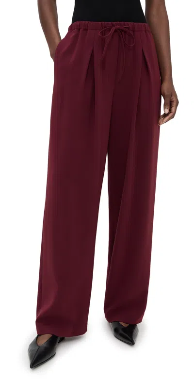 Theory Pleated Casual Pants Grenache In Burgundy