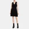 Theory Pleated Combo Dress In Flannel In Black