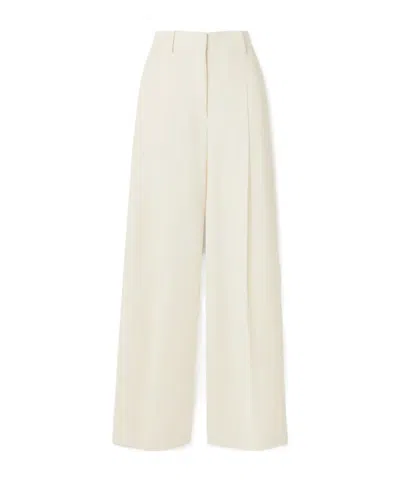 Theory Pleated Crepe Wide-leg Pants In White