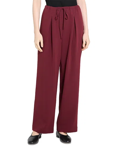 Theory Pleated Drawstring Pants In Burgundy