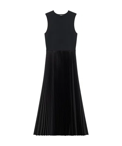 THEORY PLEATED SATIN DRESS