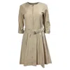 Theory Pleated Dress With Belt In Beige Cotton