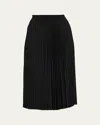 Theory Pleated Flannel Combo Midi Skirt In Blk