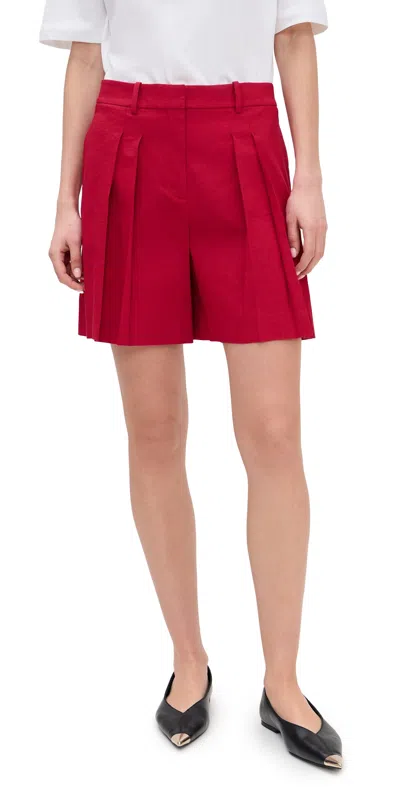 THEORY PLEATED FRONT SHORTS CHERRY