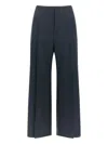 Theory City Pleated High Waist Wide Leg Pants In Blue