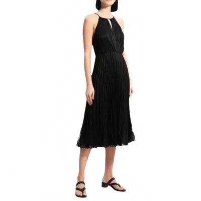Theory Pleated Lace Halter Midi Dress In Black