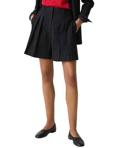 Theory Pleated Short In Good Linen In Black