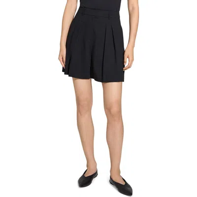 THEORY THEORY PLEATED LINEN BLEND SHORTS