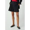Theory Fluid Linen Blend Pleated Shorts In Black