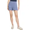 Theory Pleated Linen Blend Shorts In Light Denim