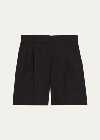 THEORY PLEATED LINEN-BLEND WIDE-LEG SHORTS