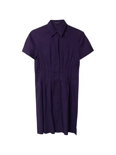 Pre-owned Theory Pleated Linen Mini Dress In Purple