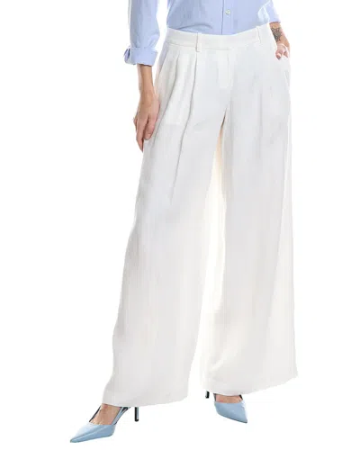 Theory Pleated Low-rise Linen Pant In White