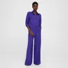 Theory Stretch Wool Pleated Low-rise Pants In Blue Iris