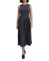 Theory Pleated Midi Dress In Charcoal Melange