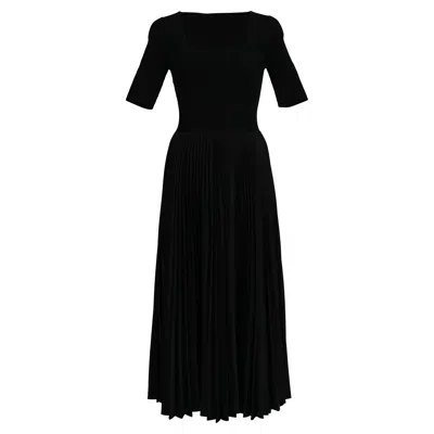 Theory Pleated Midi Dress In Black Polyester
