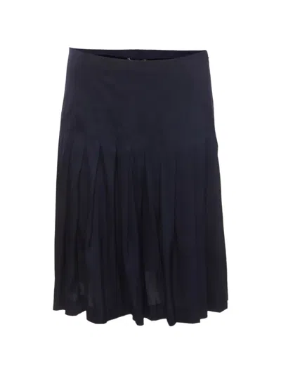 Pre-owned Theory Pleated Midi Skirt In Blue