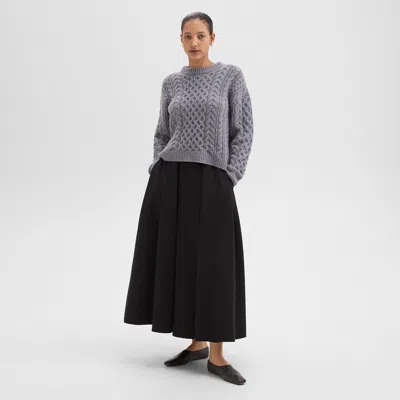THEORY PLEATED MIDI SKIRT IN DOUBLE WEAVE