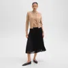 Theory Pleated Midi Skirt In Leopard Lace In Black