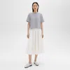 Theory Pleated Midi Skirt In Sleek Poplin In White