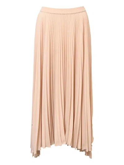 Pre-owned Theory Pleated Midi Skirt In Neutral