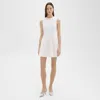 Theory Sleeveless Crewneck Pleated Mini Dress In White