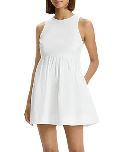 Theory Pleated Mini Dress In White