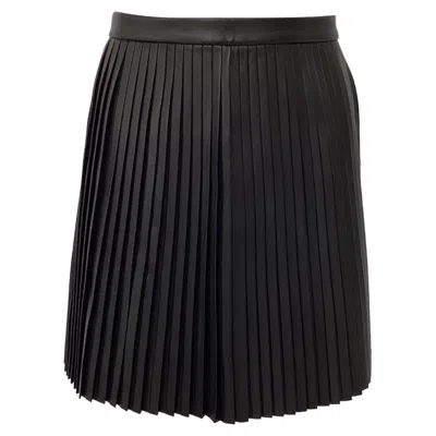 Theory Pleated Mini Skirt In Black Lamb Leather
