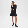 Theory Pleated Mini Skirt In Stretch Wool-blend In Black