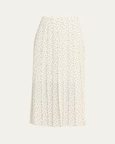 Theory Womens Ivory Multi Polka-dot Pleat Woven Maxi Skirt In Neutral