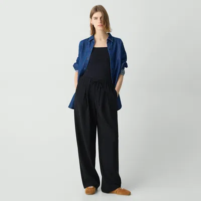 Theory Pleated Pull-on Pant In Admiral Crepe In Black