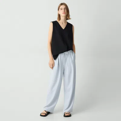 Theory Pleated Pull-on Pant In Admiral Crepe In Pearl Blue
