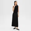 Theory Pleated Pull-on Skirt In Stretch Wool-blend In Black