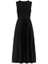 Theory 'midi Pleated Crew Neck Sleeveless Dress' In Black