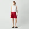 Theory Pleated Short In Good Linen In Cherry