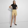 Theory Pleated Short In Stretch Cotton Twill In Tuscan