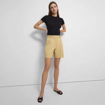Theory Pleated Short In Stretch Cotton Twill In Tuscan
