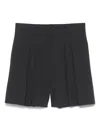 Theory Pleated Crunch Linen Shorts In Black