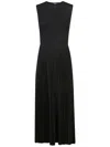 Theory 'midi Pleated Crew Neck Sleeveless Dress' In Black